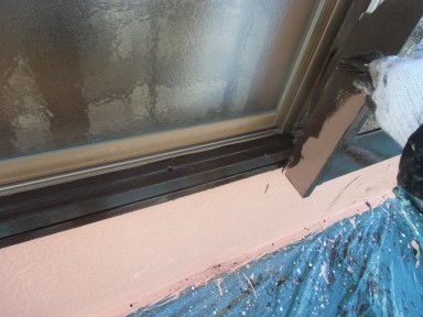 窓枠の塗装/ファインウレタンU100
